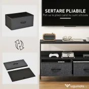 HOMCOM Mobilier pentru Televizor de 47" cu Sertare Pliabile din Material Textil și Raft, 98x29x56 cm, Negru 