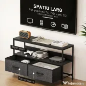 HOMCOM Mobilier pentru Televizor de 47" cu Sertare Pliabile din Material Textil și Raft, 98x29x56 cm, Negru 