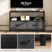 HOMCOM Mobilier pentru Televizor de 47" cu Sertare Pliabile din Material Textil și Raft, 98x29x56 cm, Negru 