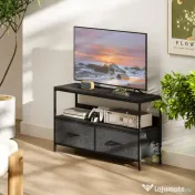HOMCOM Mobilier pentru Televizor de 47" cu Sertare Pliabile din Material Textil și Raft, 98x29x56 cm, Negru 