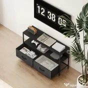 HOMCOM Mobilier pentru Televizor de 47" cu Sertare Pliabile din Material Textil și Raft, 98x29x56 cm, Negru 