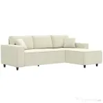 Canapea HOMCOM catifea crem, 3 locuri