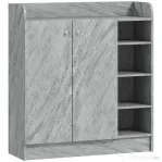 HOMCOM Dulap Modern pentru Pantofi din Lemn cu 4 Rafturi Deschise și Dulap pentru 12 Perechi, 83x30x90 cm, Gri Ciment
