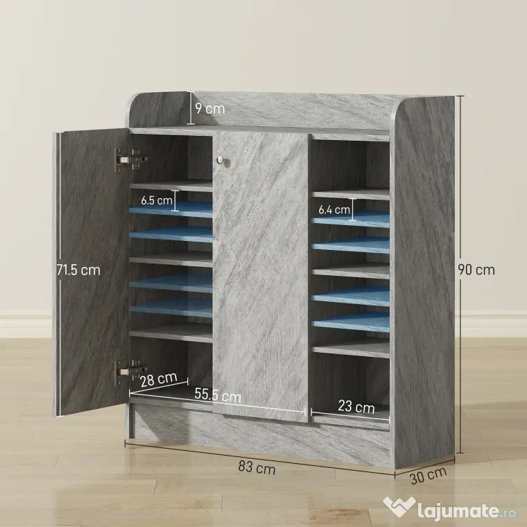 Homcom Dulap Pantofi 83×30×90 cm – Lemn, 12 Perechi, Culoare Cafenie | Aosom Romania
