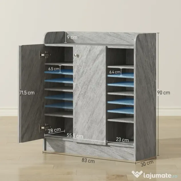 Homcom Dulap Pantofi 83×30×90 cm – Lemn, 12 Perechi, Culoare Cafenie | Aosom Romania