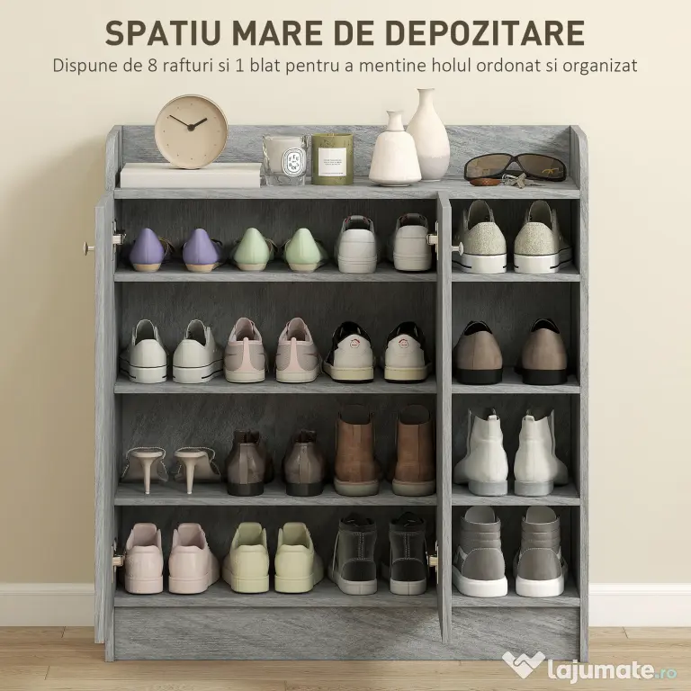 Homcom Dulap Pantofi 83×30×90 cm – Lemn, 12 Perechi, Culoare Cafenie | Aosom Romania