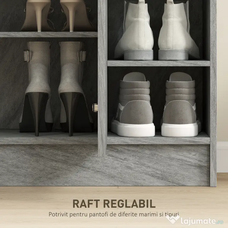 Homcom Dulap Pantofi 83×30×90 cm – Lemn, 12 Perechi, Culoare Cafenie | Aosom Romania