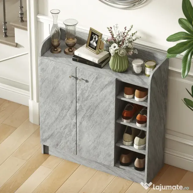 Homcom Dulap Pantofi 83×30×90 cm – Lemn, 12 Perechi, Culoare Cafenie | Aosom Romania