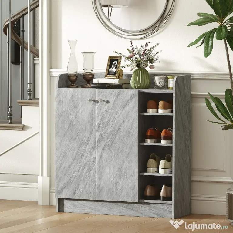 Homcom Dulap Pantofi 83×30×90 cm – Lemn, 12 Perechi, Culoare Cafenie | Aosom Romania