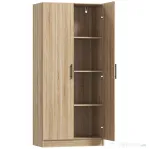 HOMCOM Bufet Modern de Bucătărie cu 2 rafturi reglabile și uși cu închidere amortizată, 75x40x165 cm, lemn