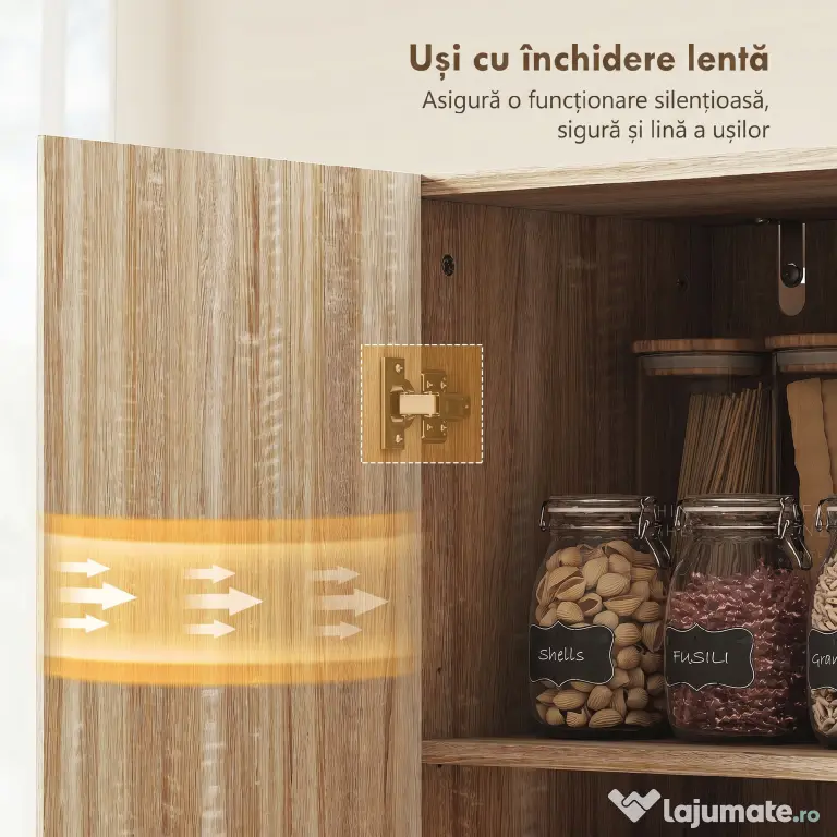 HOMCOM Dulap de Bucătărie Modern cu Rafturi Ajustabile și Uși Amortizate Lemn | Aosom Romania