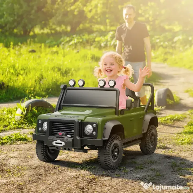 AIYAPLAY Mașină Electrică pentru Copii 3-5 Ani Land Rover 12V și Telecomandă Verde | Aosom Romania