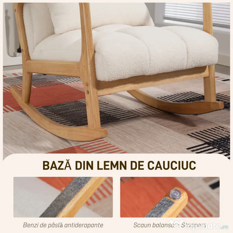 HOMCOM Balansoar 90°-130° cu Pernă Lombară din Țesătură Sherpa Albă | Aosom Romania