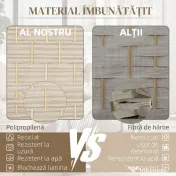 HOMCOM Paravan Interior cu 3 Panouri Pliabil, 135x180 cm, Separatoare Împletit din PP și Lemn de Pin, Stejar | Aosom Romania 