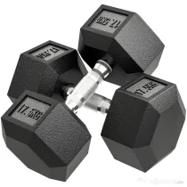 HOMCOM Set de două greutăți hexagonale, din oțel, cauciuc, 16.2 x 16.2 x 34.6 cm, Negru | Aosom Romania
