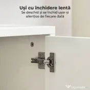 HOMCOM Mobilier Porta TV până la 55", Mobilier TV Suspendat sau pe Podea de 120 cm cu Uși Soft Close, Orificiu pentru Cabluri și Raft din Sticlă, pentru Sufragerie și Salon, Alb Efect Lemn | Aosom Romania