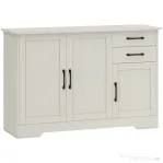 HOMCOM Mobilier bucătărie cu 2 sertare și 3 dulapuri, polițe reglabile, 120x38x79 cm, crem | Aosom Romania