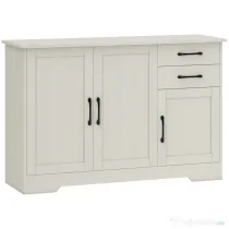 HOMCOM Mobilier bucătărie cu 2 sertare și 3 dulapuri, polițe reglabile, 120x38x79 cm, crem | Aosom Romania