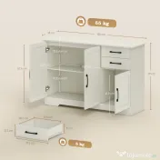 HOMCOM Mobilier bucătărie cu 2 sertare și 3 dulapuri, polițe reglabile, 120x38x79 cm, crem | Aosom Romania 