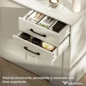 HOMCOM Mobilier bucătărie cu 2 sertare și 3 dulapuri, polițe reglabile, 120x38x79 cm, crem | Aosom Romania 