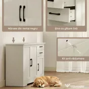 HOMCOM Mobilier bucătărie cu 2 sertare și 3 dulapuri, polițe reglabile, 120x38x79 cm, crem | Aosom Romania 