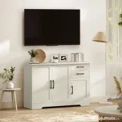 HOMCOM Mobilier bucătărie cu 2 sertare și 3 dulapuri, polițe reglabile, 120x38x79 cm, crem | Aosom Romania 