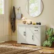 HOMCOM Mobilier bucătărie cu 2 sertare și 3 dulapuri, polițe reglabile, 120x38x79 cm, crem | Aosom Romania 