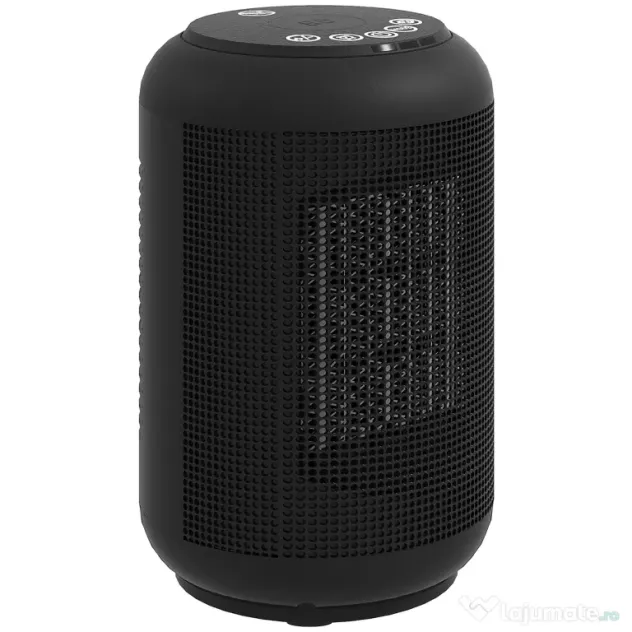 HOMCOM Încălzitor electric reglabil cu 3 moduri și timer 24h, din PP și PA ignifug, 14x14x21,5 cm, negru