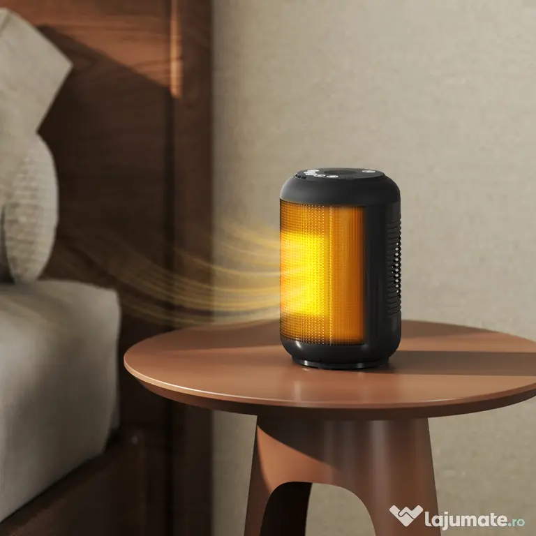 HOMCOM Încălzitor electric reglabil cu 3 moduri și timer 24h, din PP și PA ignifug, 14x14x21,5 cm, negru