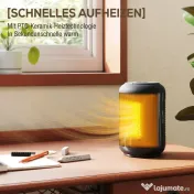 HOMCOM Încălzitor electric reglabil cu 3 moduri și timer 24h, din PP și PA ignifug, 14x14x21,5 cm, negru