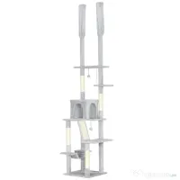 PawHut Copac zgârietoare de tavan cu înălțime ajustabilă 225-255cm Gri deschis | Aosom Romania