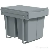 HOMCOM Coș de gunoi glisant sub chiuvetă pentru reciclare cu 2 găleți de 20L, 52x33.5x41 cm, Gri