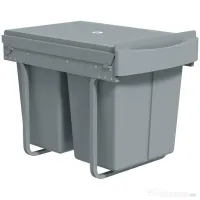 HOMCOM Coș de gunoi retractabil sub chiuvetă, 2 găleți de 20L, Gri | Aosom Romania