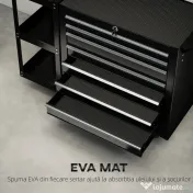 HOMCOM Cărucior pentru Unelte din Oțel cu 7 Sertare, Poliță Laterală Detașabilă, Roți, Capacitate 120kg, Negru | Aosom Romania