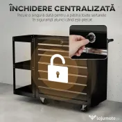 HOMCOM Cărucior pentru Unelte din Oțel cu 7 Sertare, Poliță Laterală Detașabilă, Roți, Capacitate 120kg, Negru | Aosom Romania