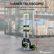 HOMCOM Cărucior Portbagaj Pliabil Capacitate 70 kg cu Mâner Telescopic din Aluminiu, Argintiu | Aosom Romania