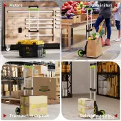 HOMCOM Cărucior Portbagaj Pliabil Capacitate 70 kg cu Mâner Telescopic din Aluminiu, Argintiu | Aosom Romania