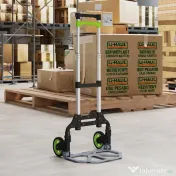 HOMCOM Cărucior Portbagaj Pliabil Capacitate 70 kg cu Mâner Telescopic din Aluminiu, Argintiu | Aosom Romania