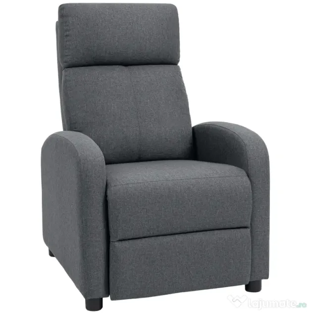 HOMCOM Fotoliu Relax și Reclinabil la 135° cu Suport de Picioare în Material Textil, 69x87x100.5 cm, Gri | Aosom Romania