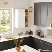 HOMCOM Dulap de Baie Suspendat cu Uși Soft Close, Dulap de Baie Suspendat cu Rafturi Reglabile și 3 Rafturi Deschise, 59.5x30x90 cm, Alb și Culoare Lemn | Aosom Romania