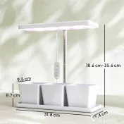 Outsunny Lampă pentru Plante cu 30 de Lumini LED și 3 Vase 31.8x13.4x35.6 cm Alb | Aosom Romania 
