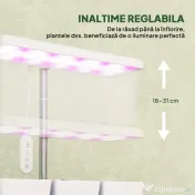 Outsunny Lampă pentru Plante cu 30 de Lumini LED și 3 Vase 31.8x13.4x35.6 cm Alb | Aosom Romania 