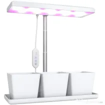 Outsunny Lampă pentru Plante cu 30 de Lumini LED și 3 Vase 31.8x13.4x35.6 cm Alb