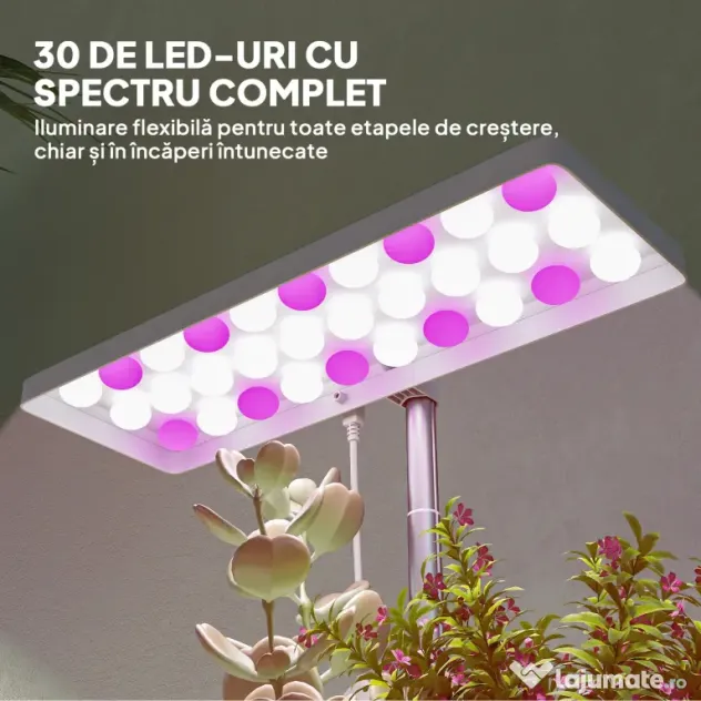 Outsunny Lampă pentru Plante cu 30 de Lumini LED și 3 Vase 31.8x13.4x35.6 cm Alb