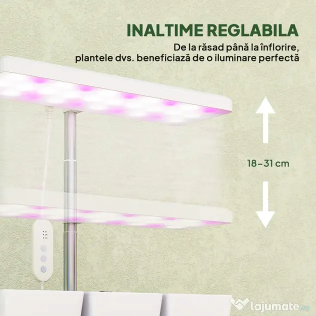 Outsunny Lampă pentru Plante cu 30 de Lumini LED și 3 Vase 31.8x13.4x35.6 cm Alb