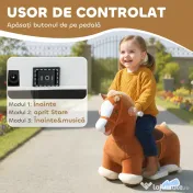 AIYAPLAY Cal Electric de Călărit, Jucărie pe Baterii cu Acoperire Lavabilă și Roți Silențioase, Maro | Aosom Romania 