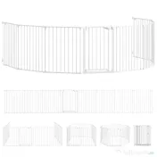 PawHut Gard pentru Câini cu 8 Panouri Modulabile cu Închidere Automată, din Oțel și ABS, 61x3x75 cm, Alb | Aosom Romania