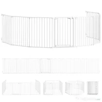 PawHut Gard pentru Câini cu 8 Panouri Modulabile cu Închidere Automată, din Oțel și ABS, 61x3x75 cm, Alb | Aosom Romania