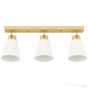HOMCOM Candelabru de Tavan cu 3 Puncte de Lumină Reglabile la 90° și Dulii E27, Culoare Lemn