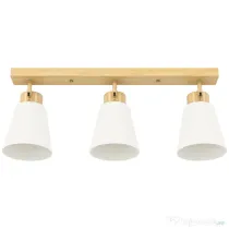 HOMCOM Candelabru de Tavan cu 3 Puncte de Lumină Reglabile la 90° și Dulii E27, Culoare Lemn